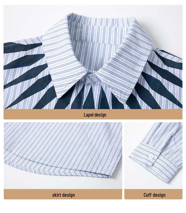 FULONGZAI 2025 Spring Parent-Child Vertical Stripe Shirt for Boys and Girls