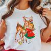 Comfort Colors® Vintage Girl And Reindeer Shirt, Vintage Christmas Shirt, Retro 1950's Christmas T-shirt, Cute Christmas Gift