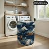 1pc, 2D Flat Printed Laundry Basket, Circular Storage Basket with Night Sky Airplane Print, Used for Storing Clothes and Miscellaneous Items, Wardrobe