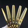 6.0 Inch Gold Pattern Flat Cut Tooth Scissors Hair Scissors Hair Scissors