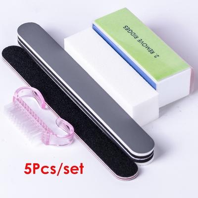 5Pcs Nail Art Files Dust Brush Cleaning Buffer Sponge Block Buffing Acrylic Manicure Pedicure Tools