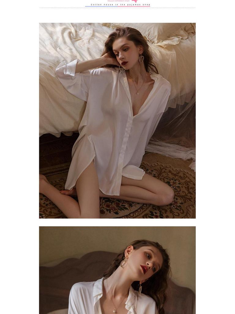 Women's Chiffon Boyfriend Style Lingerie: Sexy Nightdress with Easy Removal Feature