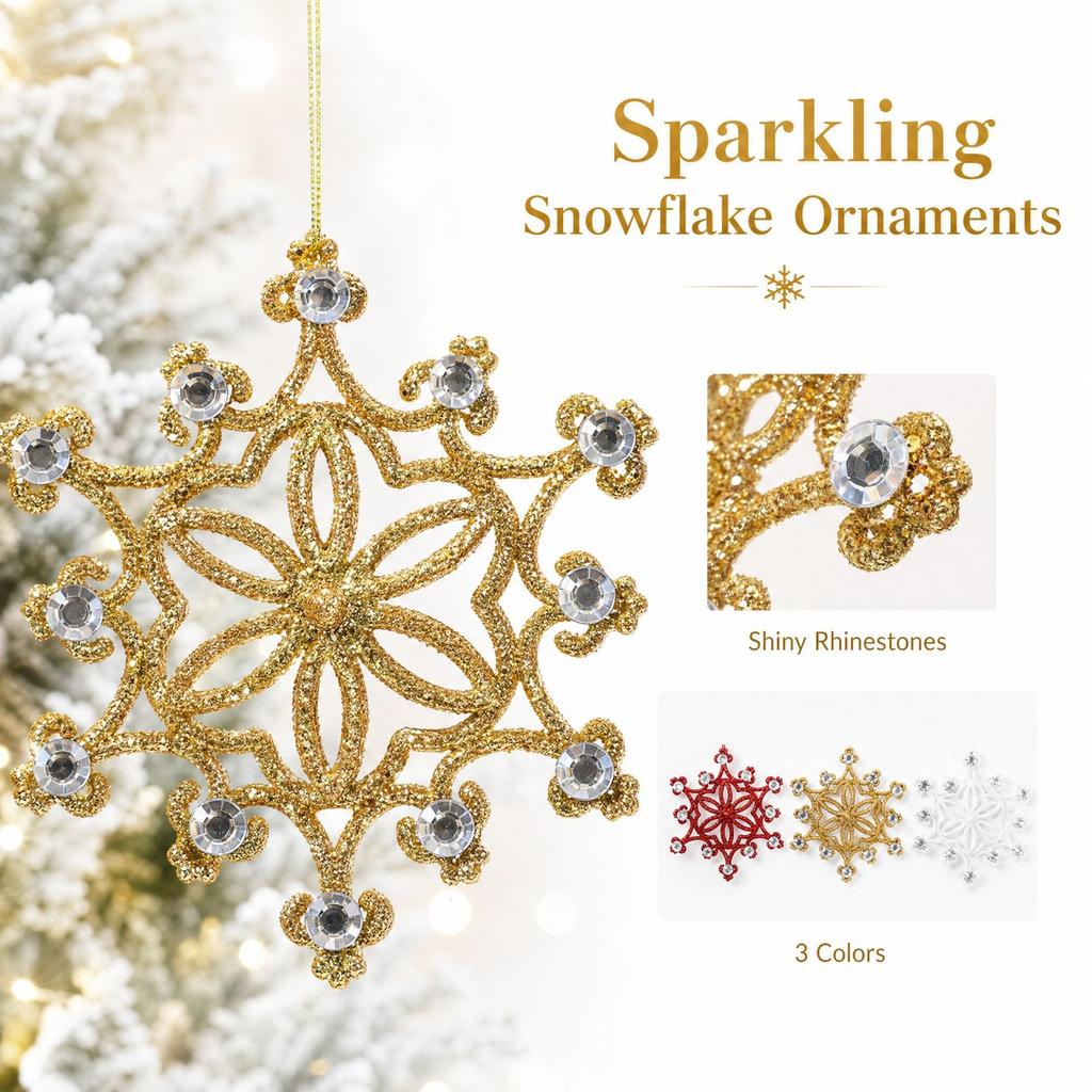 Snowflake Christmas Tree Ornaments Hanging Holiday Decoration for Home Winter Party Decor
