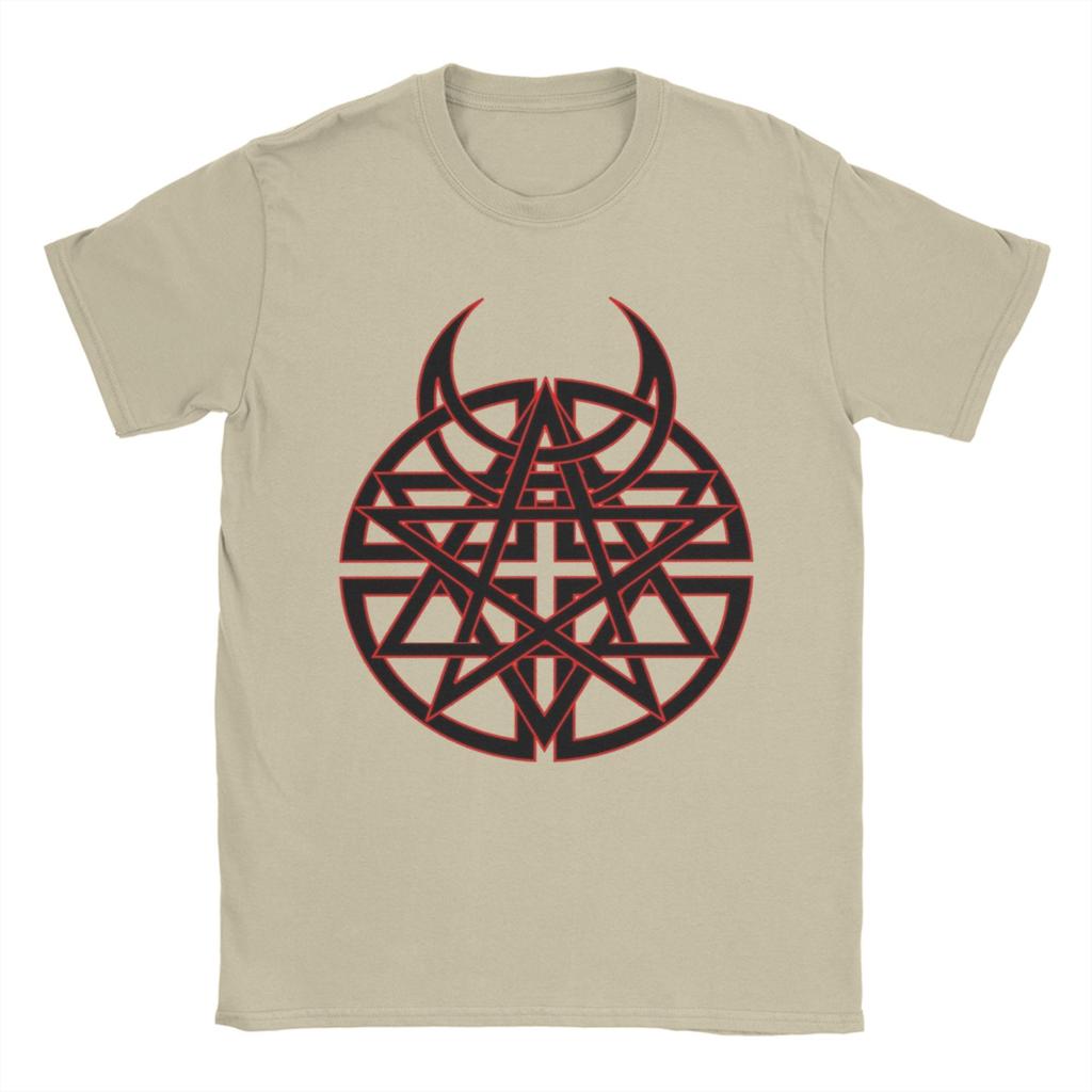 Red horns hexagram Disturbed Music Men T Shirts  Leisure Tees Short Sleeve O Neck T-Shirts 100% Cotton Gift Clothing
