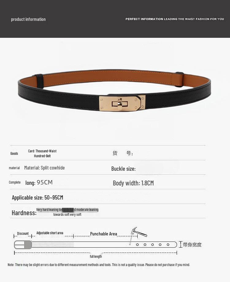 Women's Korean Style Grey Belt - Hole-Free Buckle, Fashionable, Versatile, Adjustable Thin Waistband, Decorative Skirt Accessory.