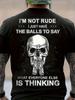 Men's I'Not a Rude Person Skull Print T-Shirt- Casual Short-sleeved Crew Neck