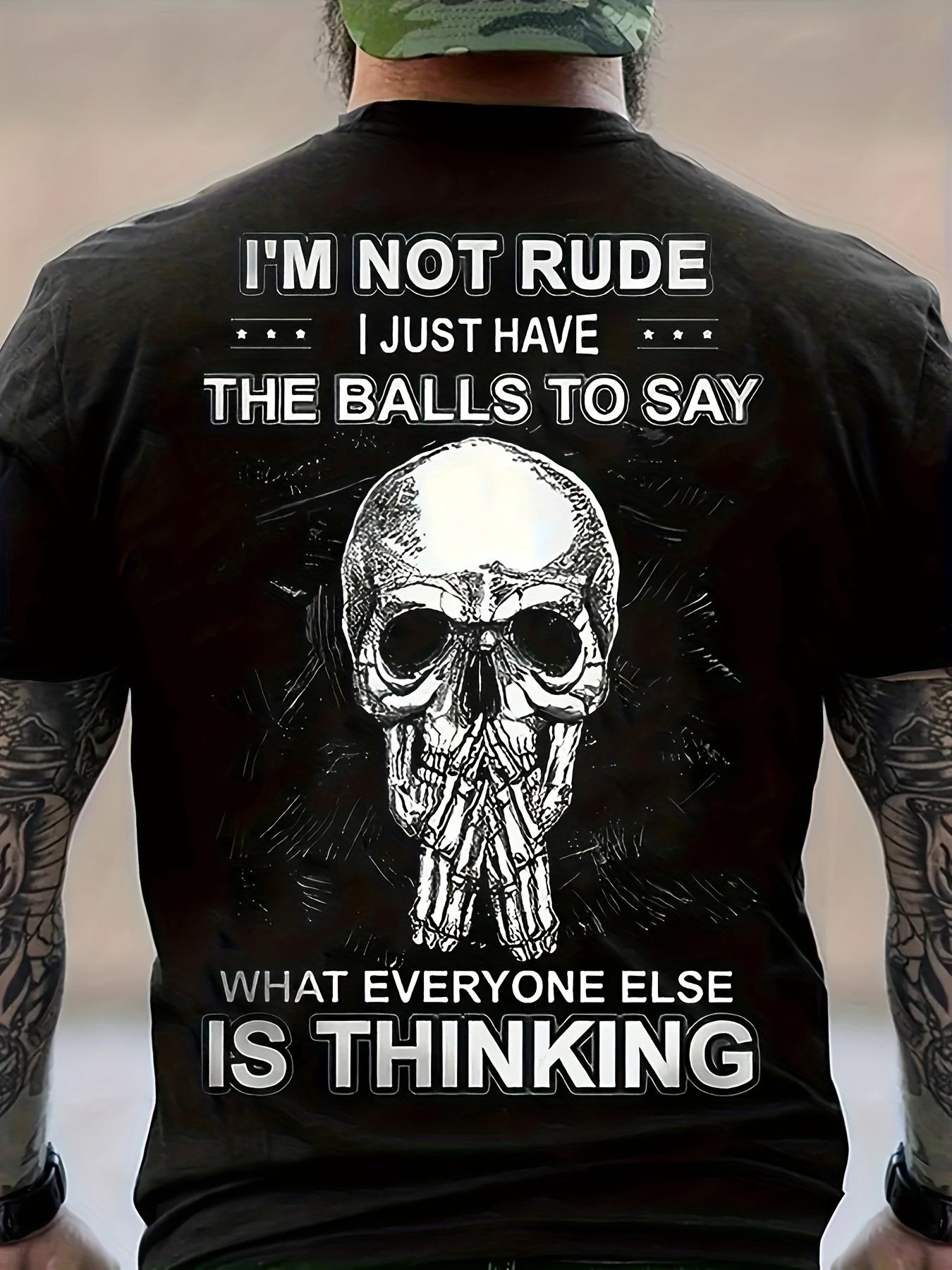 

Men s I Not a Rude Person Skull Print T-Shirt- Casual Short-sleeved Crew Neck XXXXL