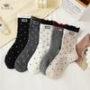 5 Pairs Polka Dot Woman Socks Retro Harajuku Streetwear Cotton Crew Socks Women Girl Fashion Soft Comfortable Cute Socks