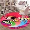 1pc Powerpuff6 Carpet, Round Rug, Comfortable, Suitable for Entryways, Living Rooms, Office, And Bedrooms, Christmas Decoration