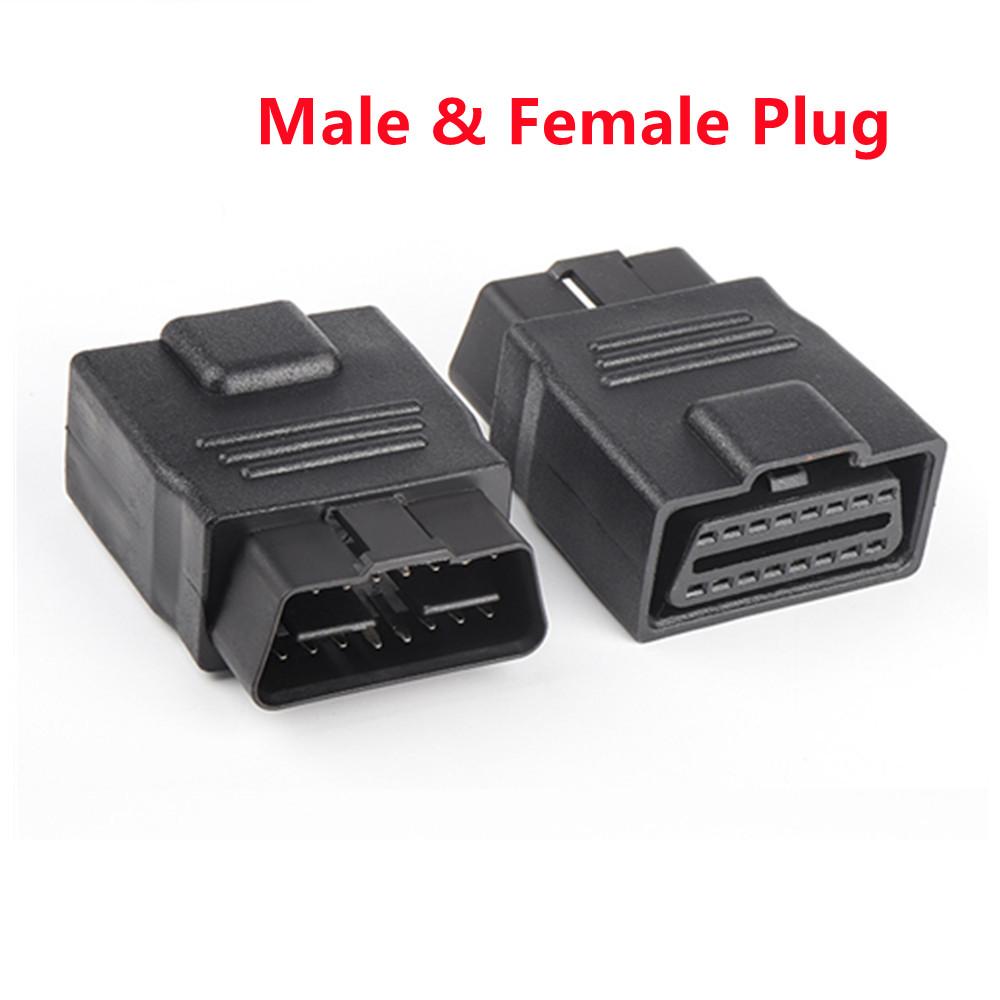 OBD 2 Diagnostic Wire Extension Cable 13CM 30CM 16-Pin OBD II Plug Male-to-Female Portable Extension Adapter Cable Connector Male and Female Plug