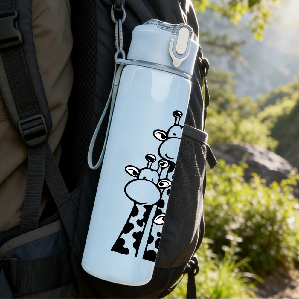1PC Simple Clown Figure Print 750ml Color Plastic Sports Water Bottle Leakproof Flip Straw Lid Suitable for Sports Office Home Use