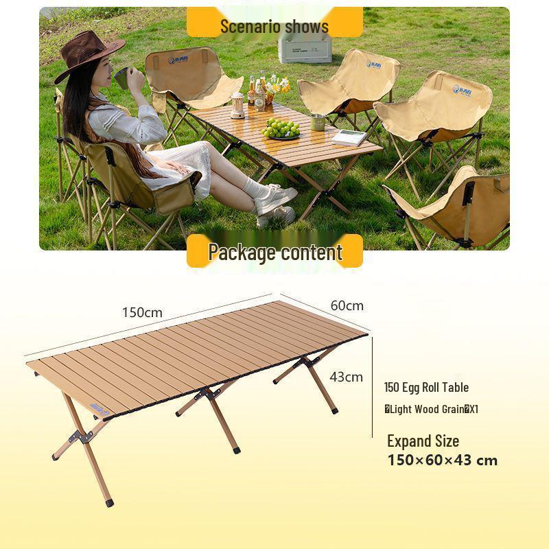 Tragbares faltbares Campingtisch- und Mondstuhlsset mit aufrollbarem Tisch