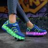 Runaway shoes USB charging, double-wheeled children's men's and women's pulley shoes luminous colorful luminous shoes full circle lights