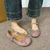 Bow shallow mouth word with Mary Jane shoes new retro flat ballet single shoes women