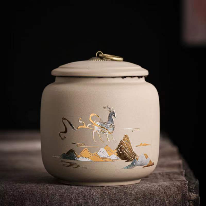 High-grade Rough Pottery Tea Sealed Jar Home Flower Tea Dried Fruit Moisture-proof Storage Cans Small Size Tea Packaging Caddy