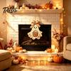 Outdoor Fall Entryway Sign Cute Bow Ghost Hanging Sign, Rustic Retro Floral Door with Pumpkin Harvest Wall Art Basket, Vintage Halloween Wooden