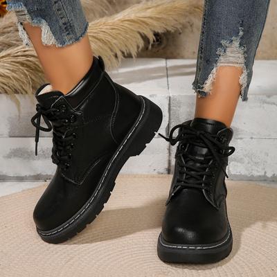 Mode 2024 Bottes Hautes pour Femmes Chaussures en Cuir Bottines Mode Bottes d'Hiver pour Femmes Chaussures pour Femmes à Lacets