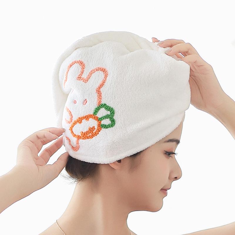 Soft Quick-Dry Coral Fleece Hair Drying Hat for Women and Kids