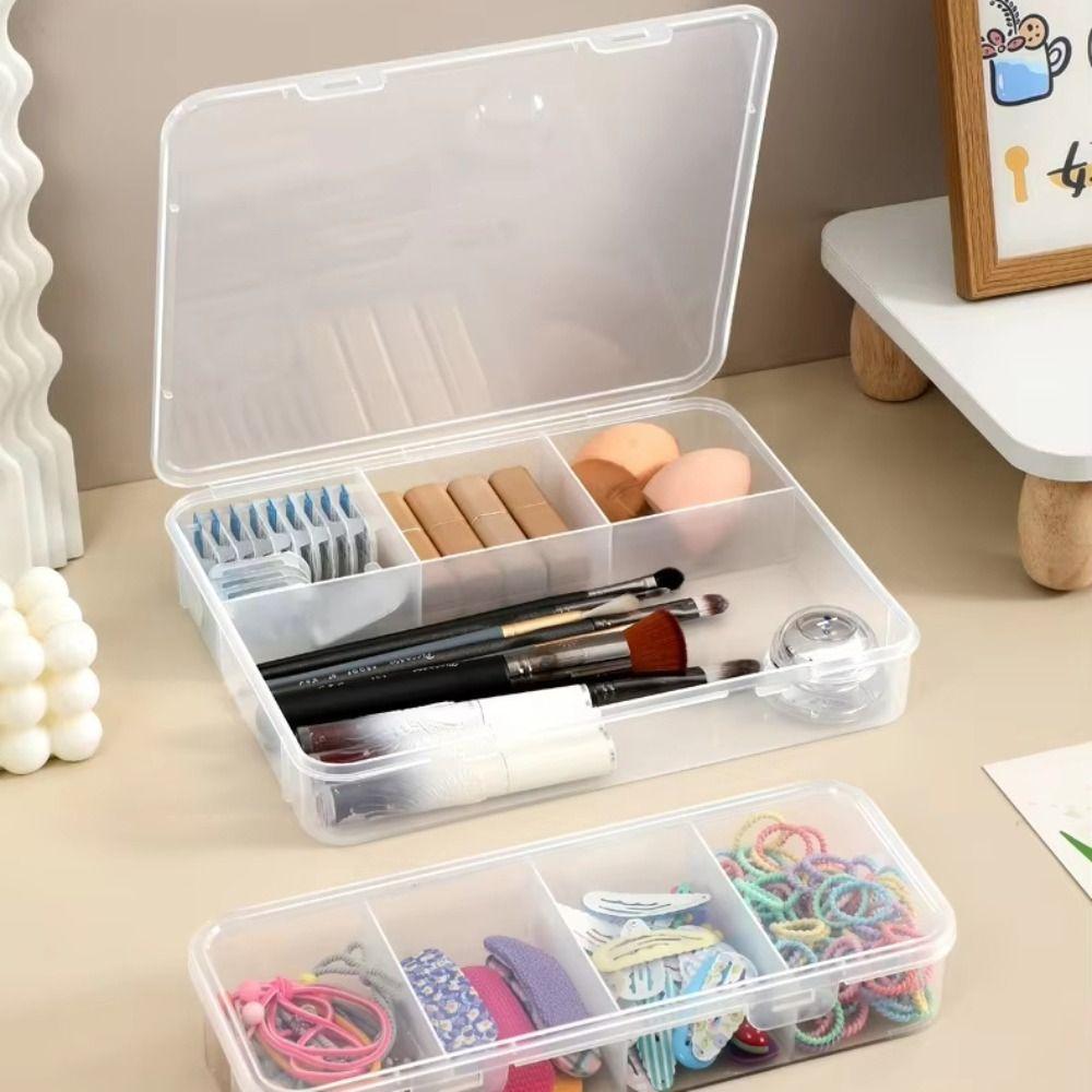 Dustproof Storage Box 4 Grid Desktop Storage Box Durable Organizer Case Office Organizing