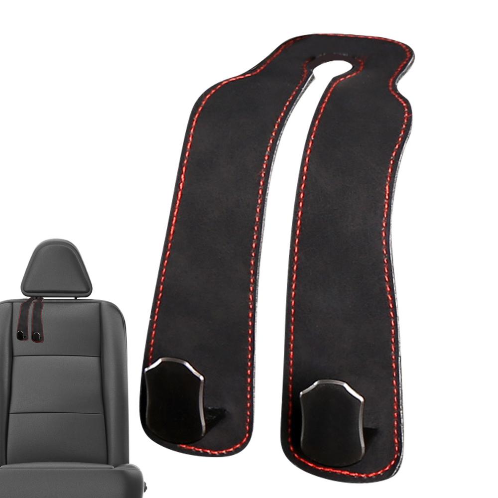 

Car Seat Back Hook Double Vehicle Hooks PU Leather Headrest Hooks Multifunctional Flexible Car Organizer Heavy Duty Holder Hook чорний