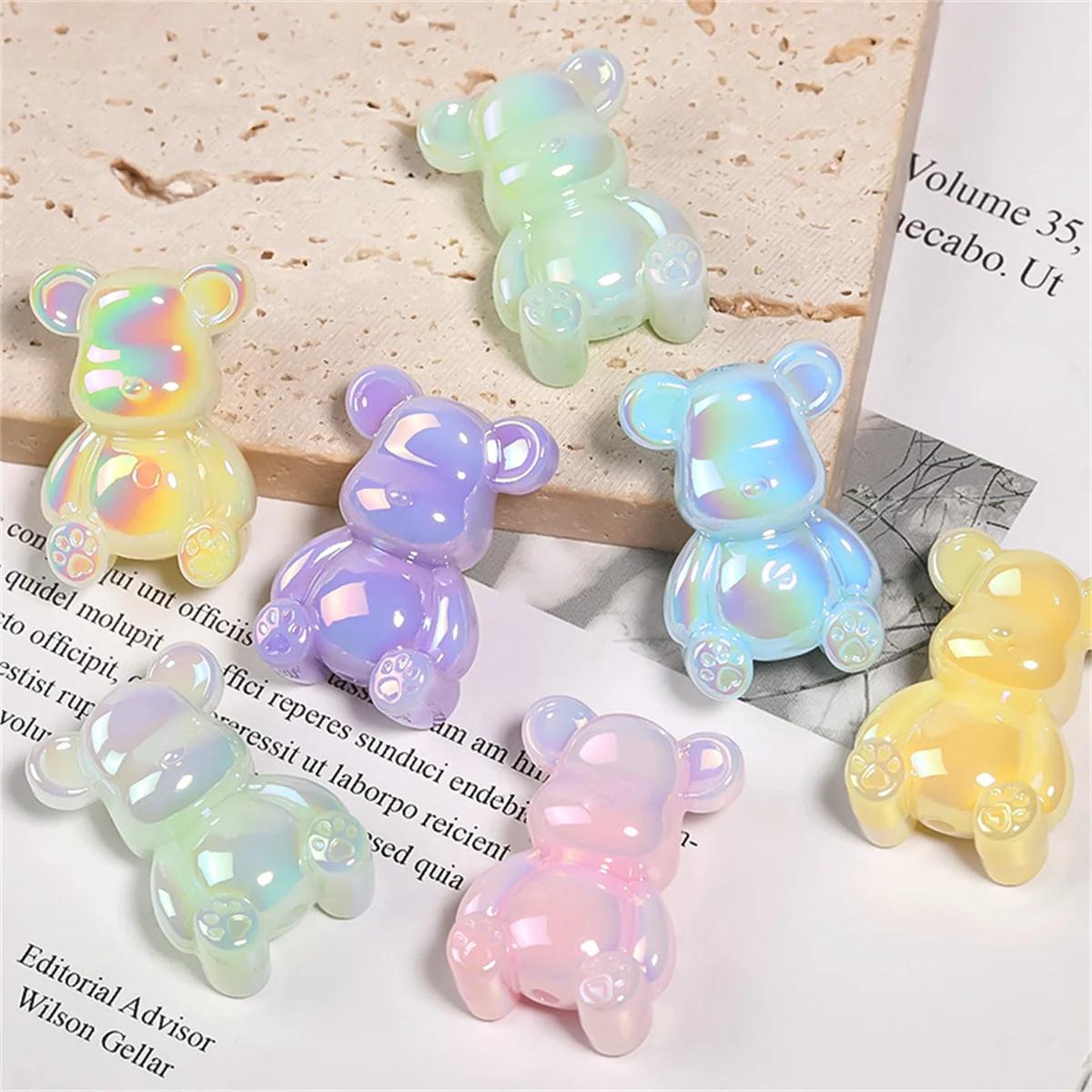 

CH33 2Pcs Solid Color Bear Acrylic Beads Beautiful Beads Pen Diy Bracelet Jewelry Handmade Beads Material Trend Accessories 2pcs