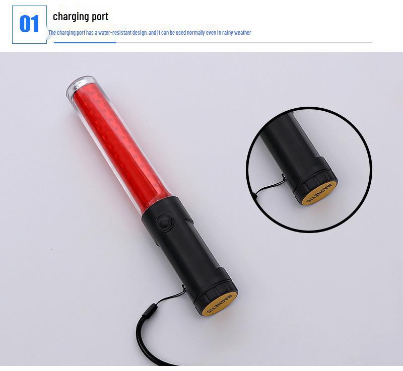 Rechargeable 26CM LED Glow Stick Traffic Baton with Multifunctional Warning Support