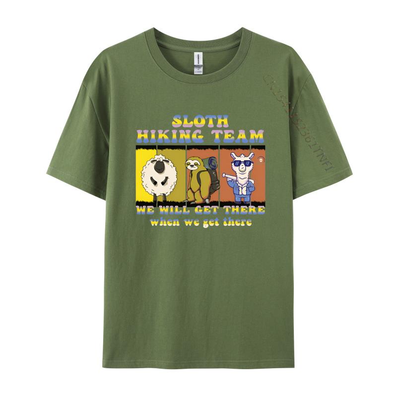 Sloth Llama Hiking Team We Will Get There Tshirt Men Stylish T Shirts TShirt Alternative Men Clothes Normal