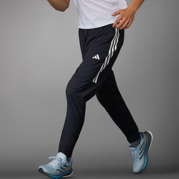 adidas Own The Run 3 Stripes Joggers Knitted Sweatpants Men's Black IK4982