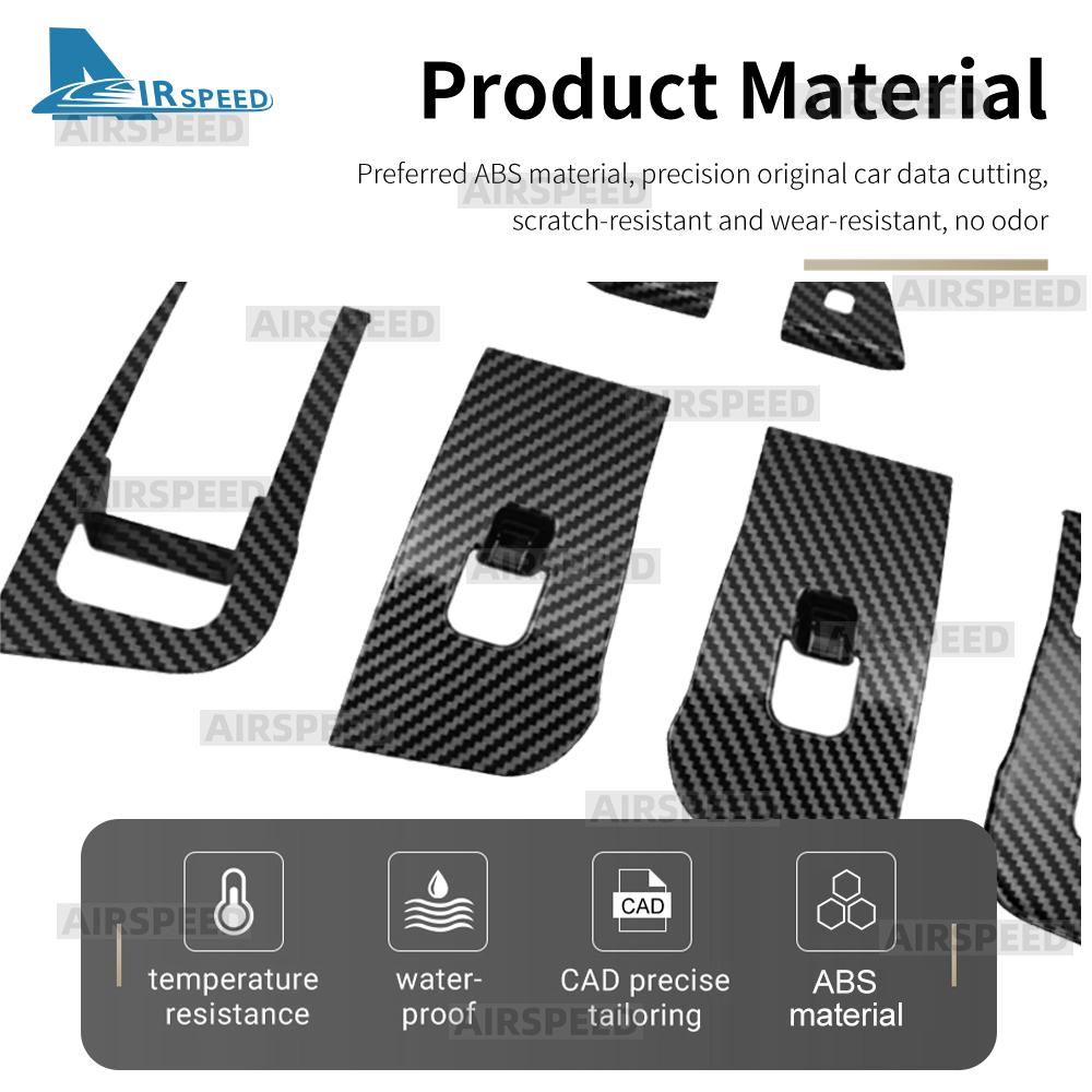 ABS Carbon Fiber 4pcs Window Lifter Switch Trim Cover LHD for Tesla Model Y Juniper Launch 2025 2026-UP Car Interior Accessories