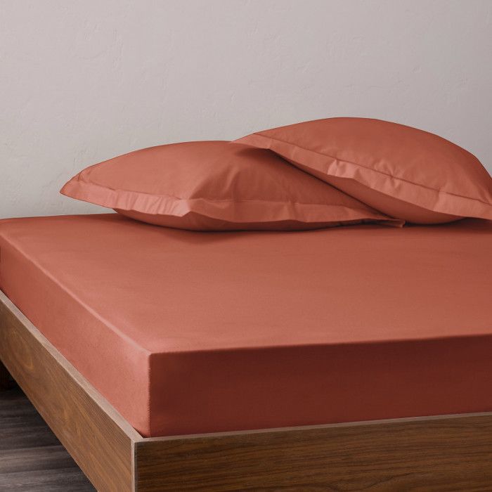 4-piece Percale Cotton Sheet Set "Julian" for Bed 140 X 190 Cm Pure Cotton - Julian Terracotta -