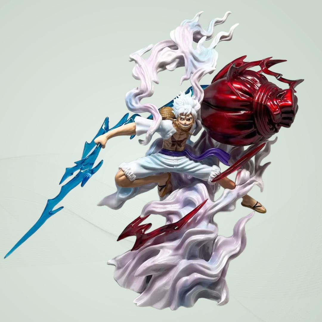 28cm One Piece Onigashima Arc Gear Fifth Nika Lightning Luffy Battle Anime Figure Model Statue Desktop Decoration 28cm