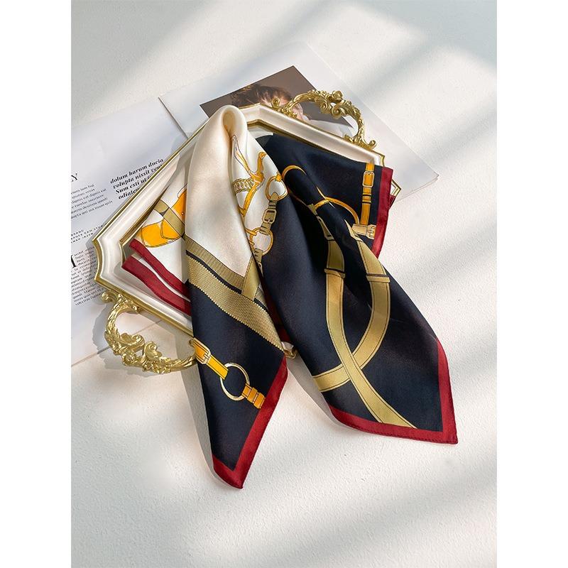 New Silk Silk Scarf Women's Spring Fashion Elegant Peony Plain Crepe Satin Silk Scarf 100% Mulberry Silk Square Scarf 53 Silk Scarf
