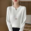 Korean Style V Neck Long Sleeve Pullover Sweater For Women