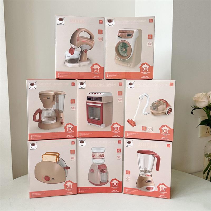 Kids Electric Toy Appliances Simulation Coffee Machine Juice Maker Washing Machine Oven Bread Maker Role Play Housekeeping Toy Multi Function Toy Set