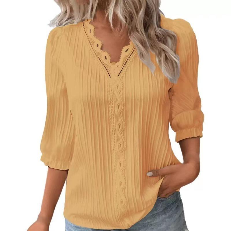 BITCED Women's Fashion Casual V-Neck 1/2 Sleeves Blouses & Shirts