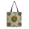 Women Vintage Linen Tote Bag - Large Capacity Sunflower Print Shoulder Handbag for Casual & Grocery Shopping KTB
