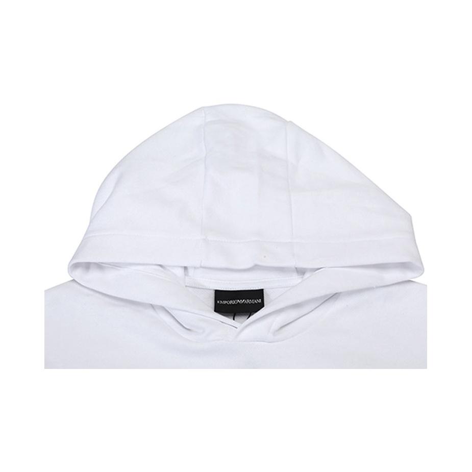 Emporio Armani Black Logo Pattern Hooded Sweatshirt Men tops White 6G1MF8-1J07Z-0140