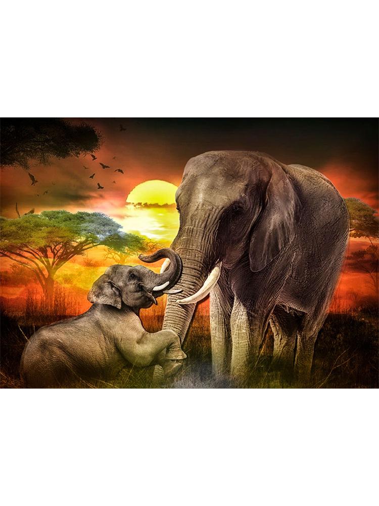 Wildlife Elephant Family Posters Canvas Painting Animal Father Mother Baby Love Wall Art Picture For Modern Room Home Decoration