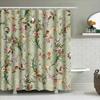 Fashion Shower Curtain With Floral Design, Waterproof Fabric For Bathroom Decoration Green (180X200Cm)