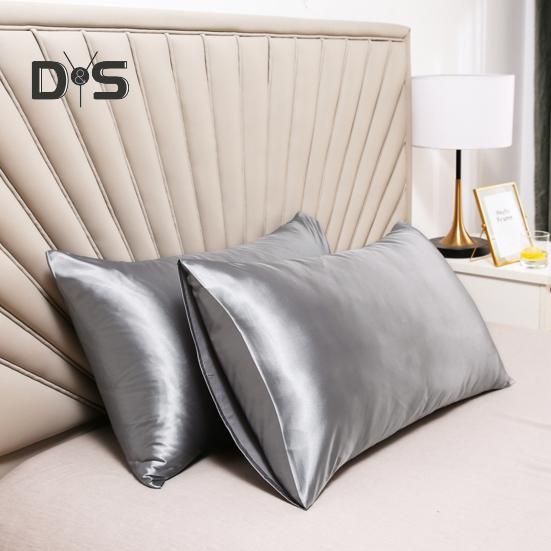 Povlak na polštář z umělého hedvábí Lesklý chladicí povlak na polštář Standardní velikost 20" x 26" Jednobarevný hladký povlak na polštář pro vlasy a pokožku