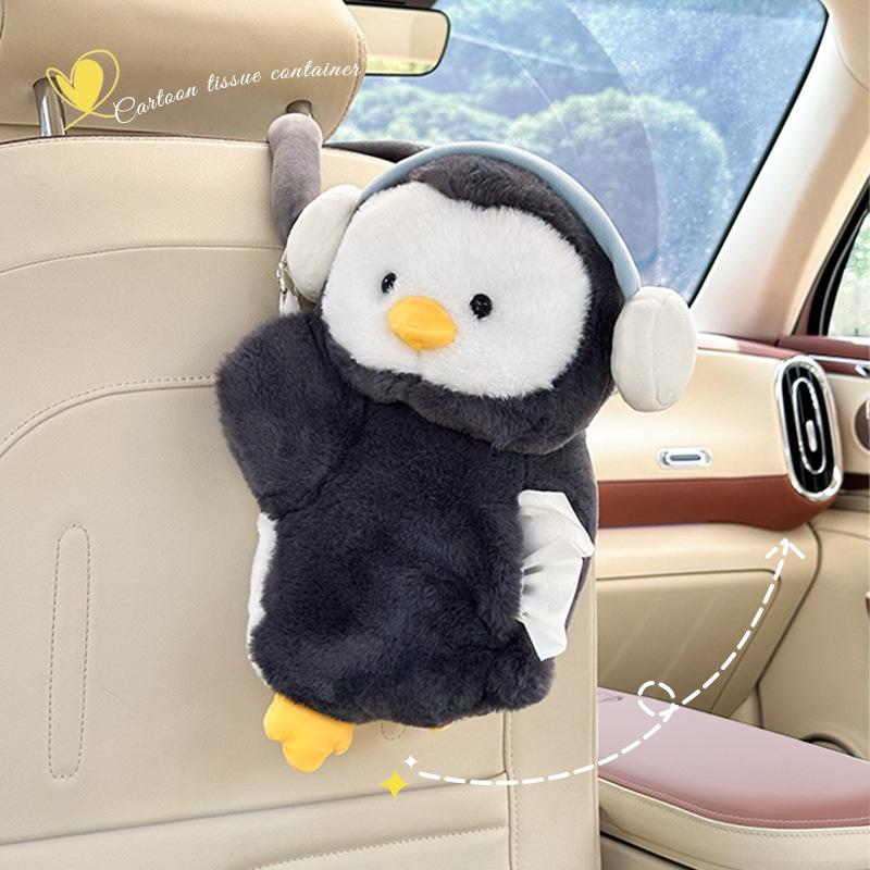 

Car tissue box cartoon car tissue box plush doll car seat hanging cardboard box cute penguin car tissue bag