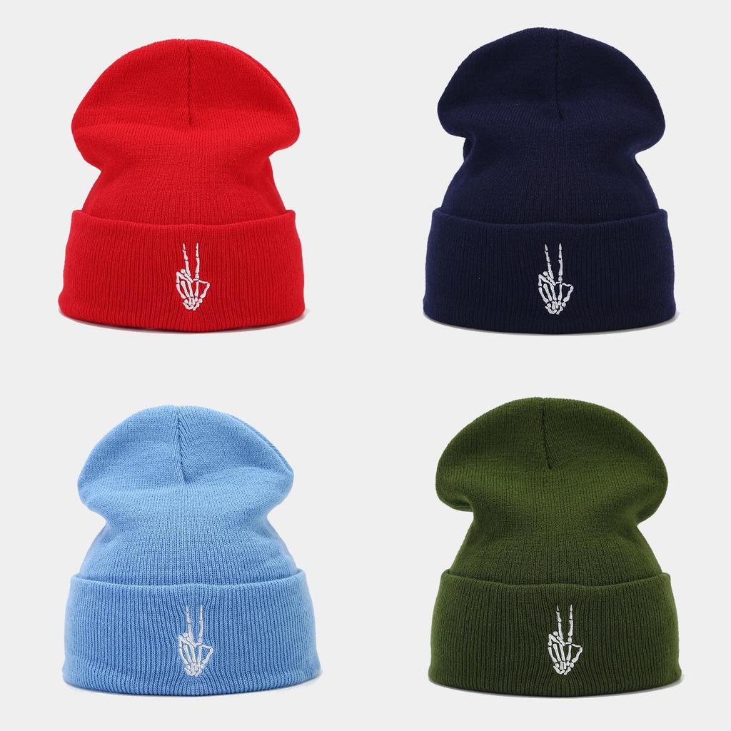 Skull Embroidered Knit Hat For Men Women Fall Winter Fashion Beanie With Sun Protection And Warmth