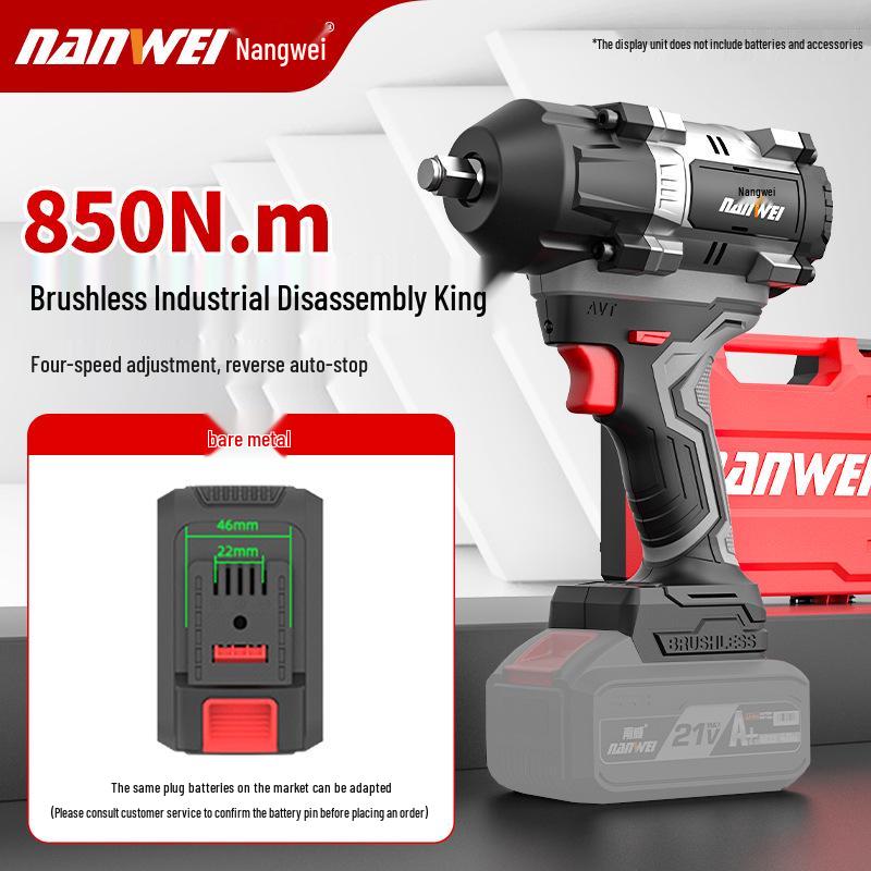 Nanwei 800N Heavy-Duty Electric Brushless Impact Wrench with Lithium Battery