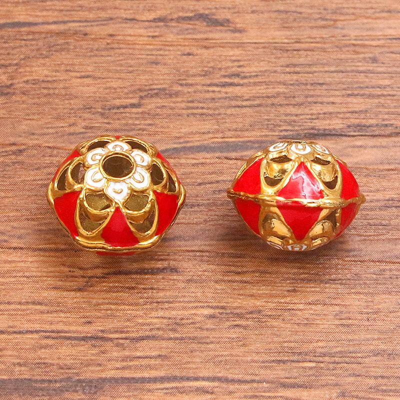 Stainless steel gold round enamel color isolation bead oil pendant