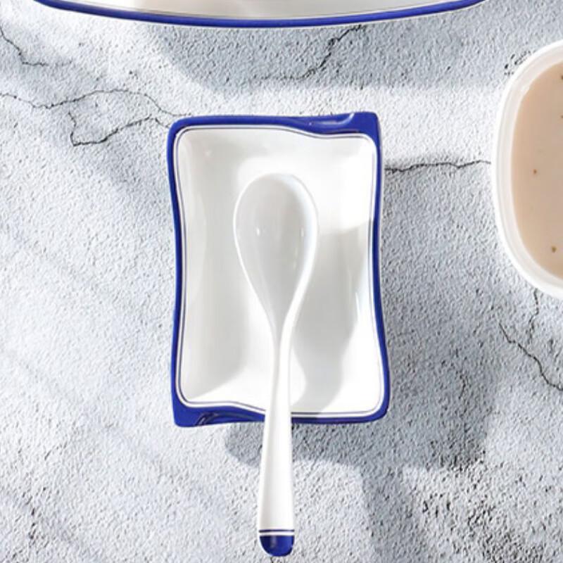 Xinjigaoge Yangge Blue Edge Melamine Soup & Rice Spoons
