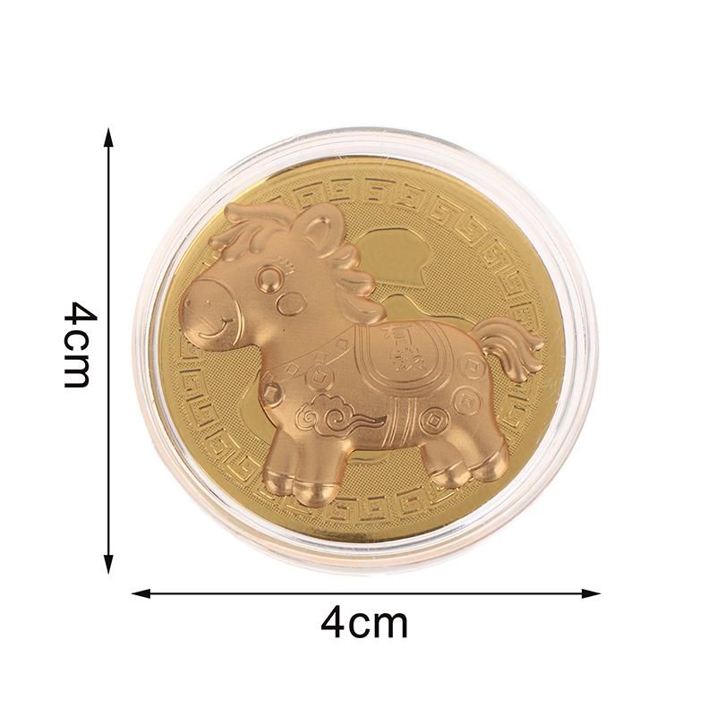 1Pc 2026 Year Of The Horse Chinese Coin With Storage Bag Lucky Animal Horses Commemorative Coins New Year Collection Souvenir