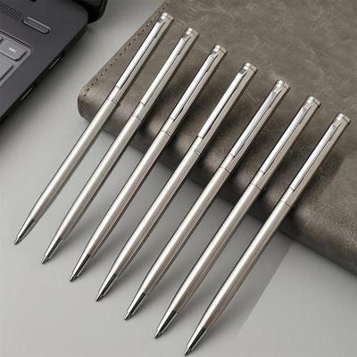 Set van 20 Elegante Zilverkleurige Roestvrij Stalen Balpennen - Duurzaam, medium punt, draaimechanisme, soepel schrijvend, perfect voor off