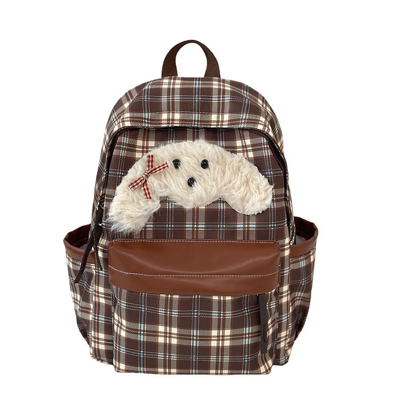 Plush Puppy Patterned Backpack Student Schoolbag Outdoor Leisure Bag Travel