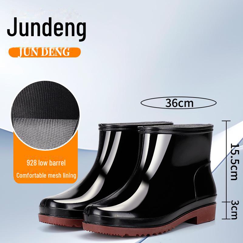 

Мужские короткие нескользящие резиновые сапоги: Прочные, низкие, износостойкие рабочие бахилы из пластикового хлопка. Low Cut (Regular Style), size 42 чёрный