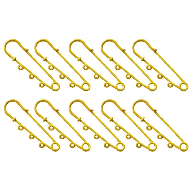 10Pcs Heavy Duty Safety Pins 2 Inch with 3 Holes Metal Kilt Pins Fasteners for DIY Brooch Making Blanket Knitted Fabric